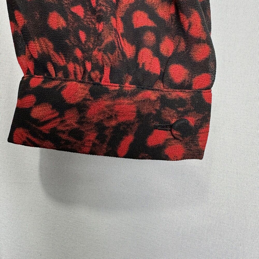Michael Kors Chiffon Dress Black Red Size 12 Sheer Long Sleeve Lined Camisole - Picture 7 of 16